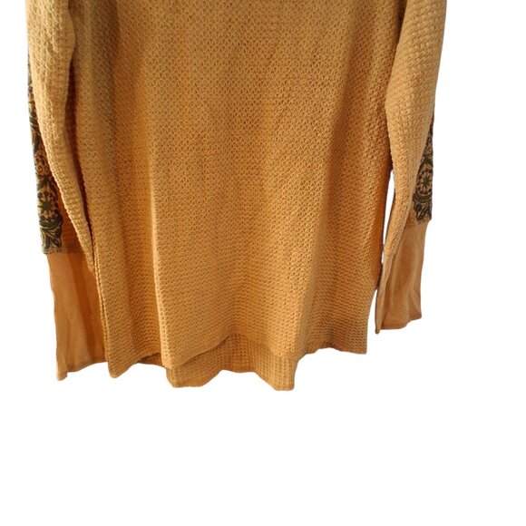 Sundance Catalog top womens size Small thermal embroidered boho mustard gold - Picture 3 of 6